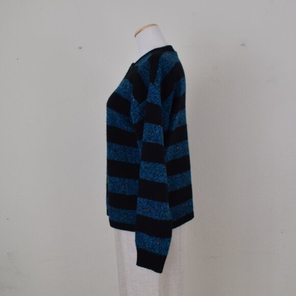 Vintage 90s Striped Acrylic/Wool Scoop neck Sweater - Picture 4 of 10